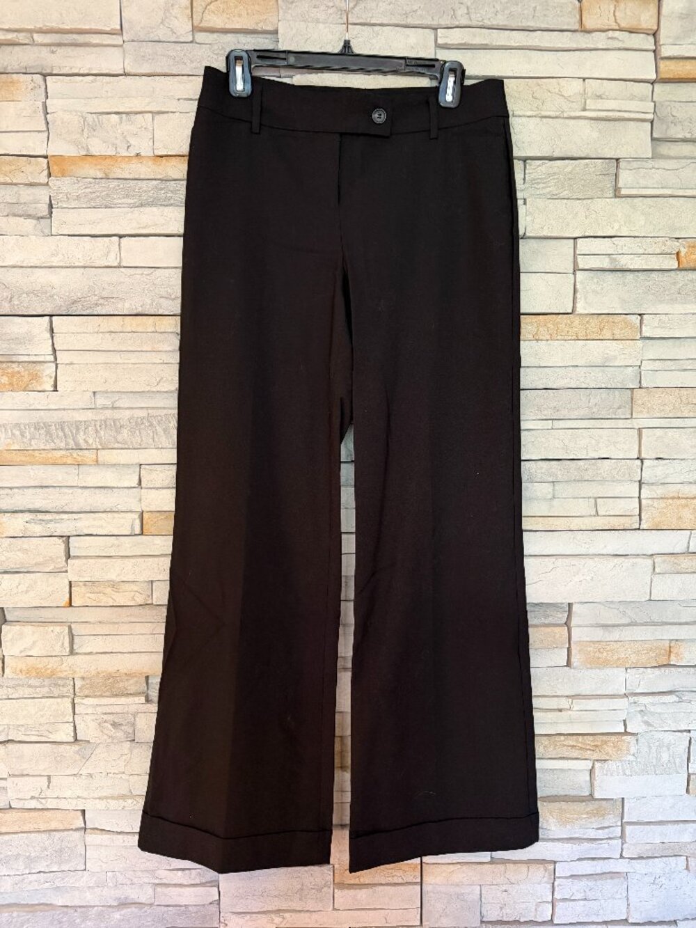 Le Chateau Black Wide Leg Trouser Pants Size 5/6 Cuffed Hem NWOT